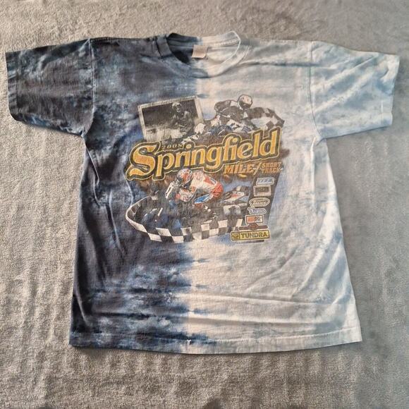 Vintage 2008 Springfield Mile Tie Dye T-Shirt Medium Cotton Blend Blue - Picture 1 of 6